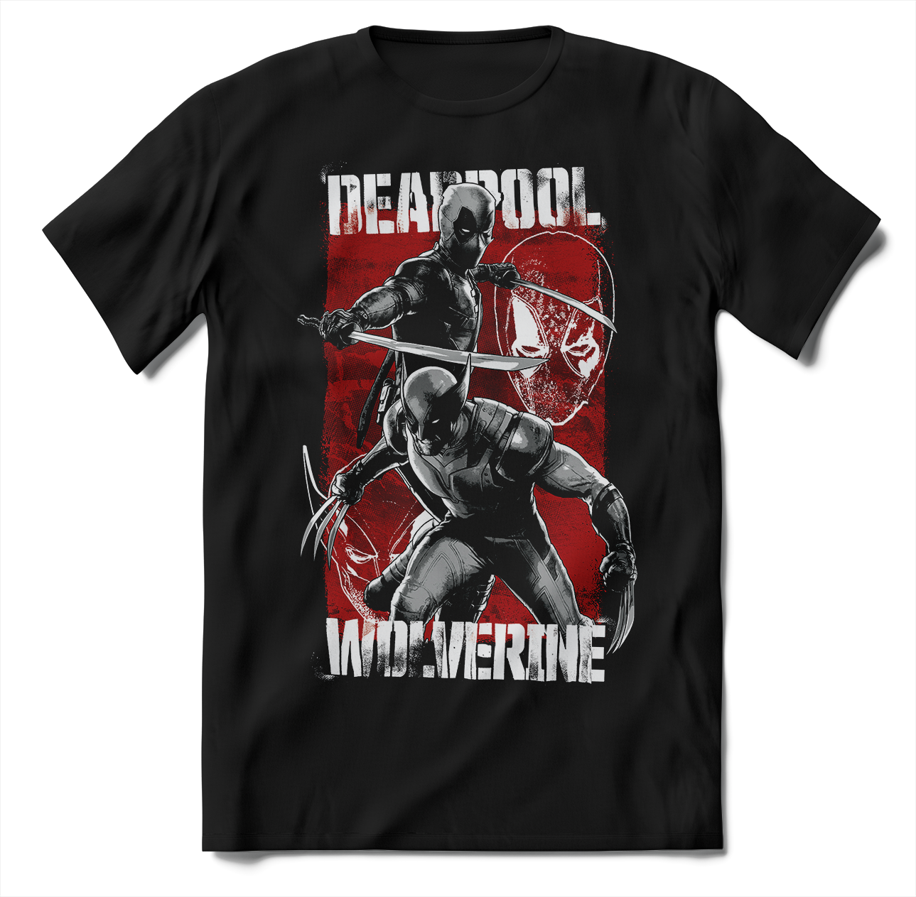 T-DEADPOOL WOLVERINE GRAY AND RED